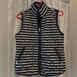 Old Navy Blue and White Striped Quilted Vest Women’s Small